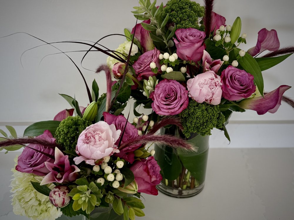 Bloom Pair — a grounded and a rise arrangement styled together