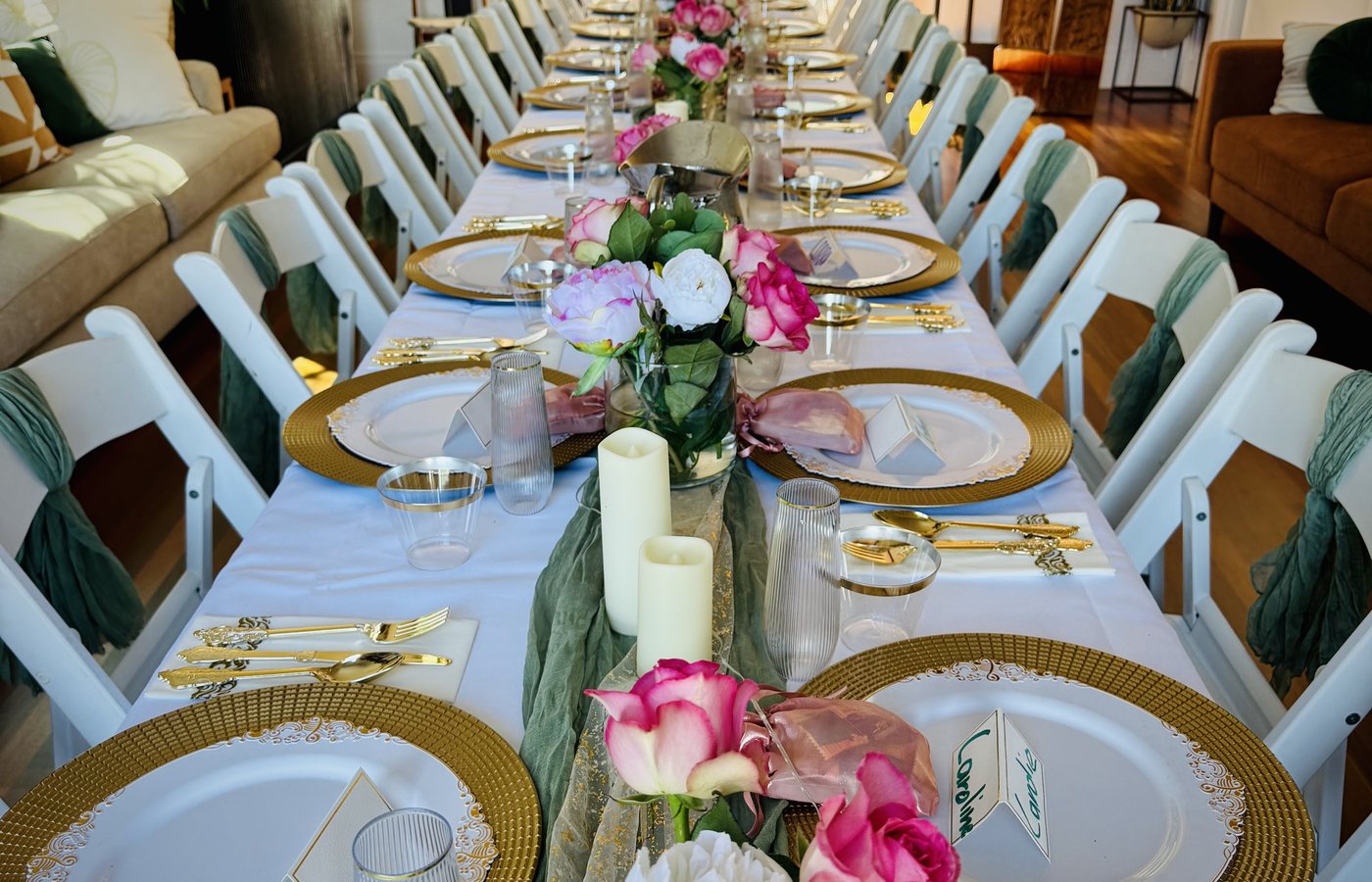 An intimate event table styled with seasonal florals